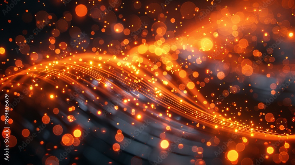 A dynamic abstract design featuring orange-tinged sparkling waves, embodying an energetic and fluid motion, perfect for digital backgrounds or modern artworks. A dynamic abstract design featuring orange-tinged sparkling waves, embodying an energetic and fluid motion, perfect for digital backgrounds or modern artworks.