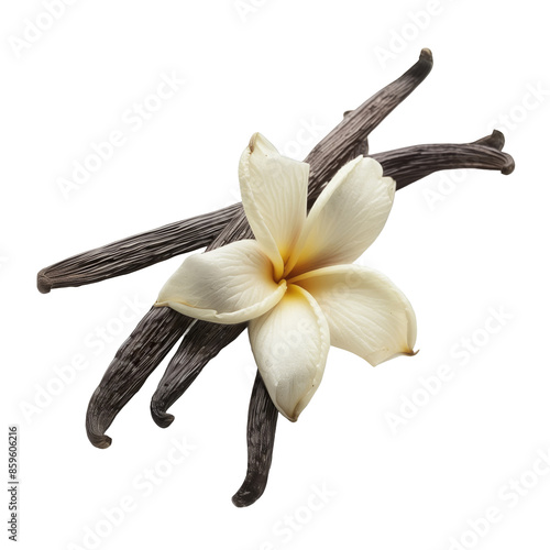 Wallpaper Mural A white vanilla flower with a sticks isolated on white or transparent background, png clipart, design element. Easy to place on any other background. Torontodigital.ca