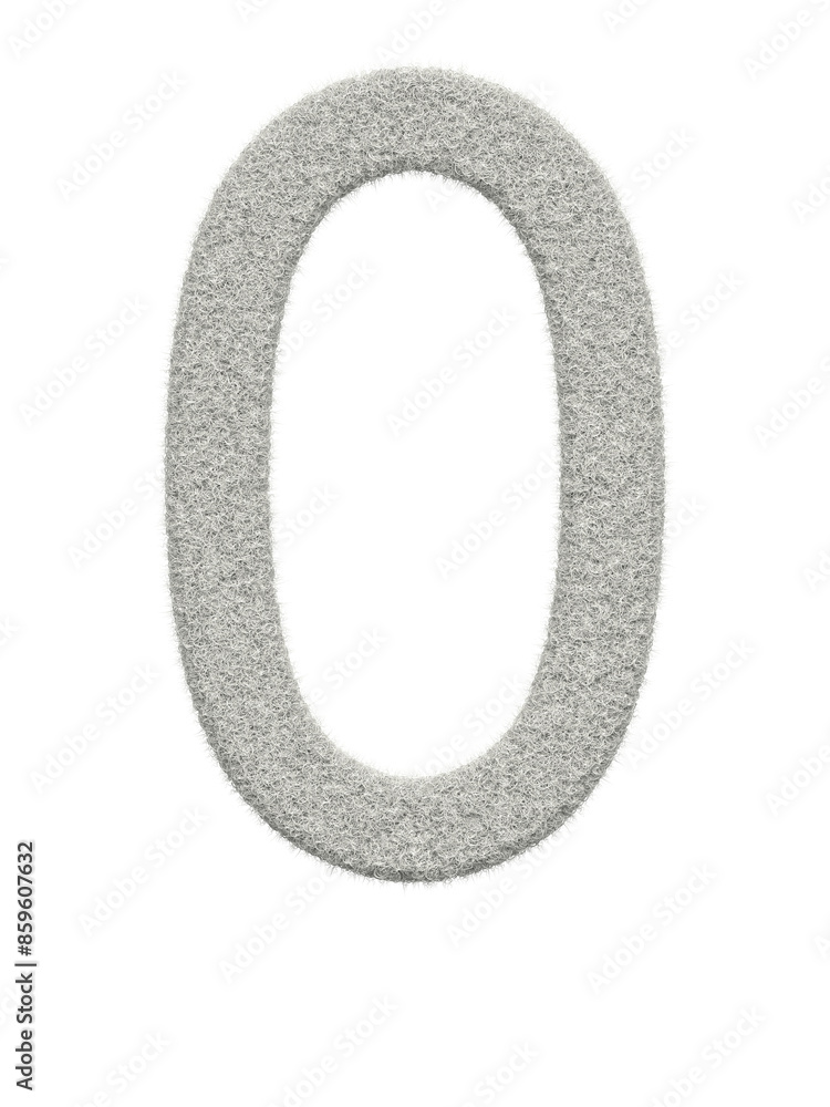 Letter O made of white wool with many fine hairs, transparent background, 3d rendering Letter O made of white wool with many fine hairs, transparent background, 3d rendering