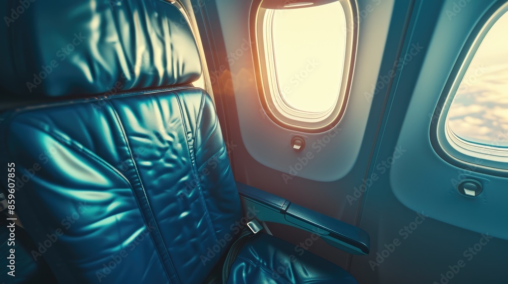 Obraz premium Airplane Aisle Scene Facing Towards Front