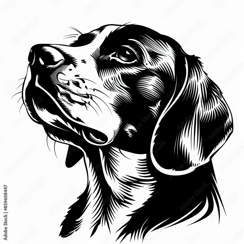 Fototapeta premium A black and white drawing of a beagle dog