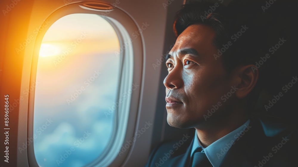 Businessman in Suit on Commercial Flight Businessman in Suit on Commercial Flight