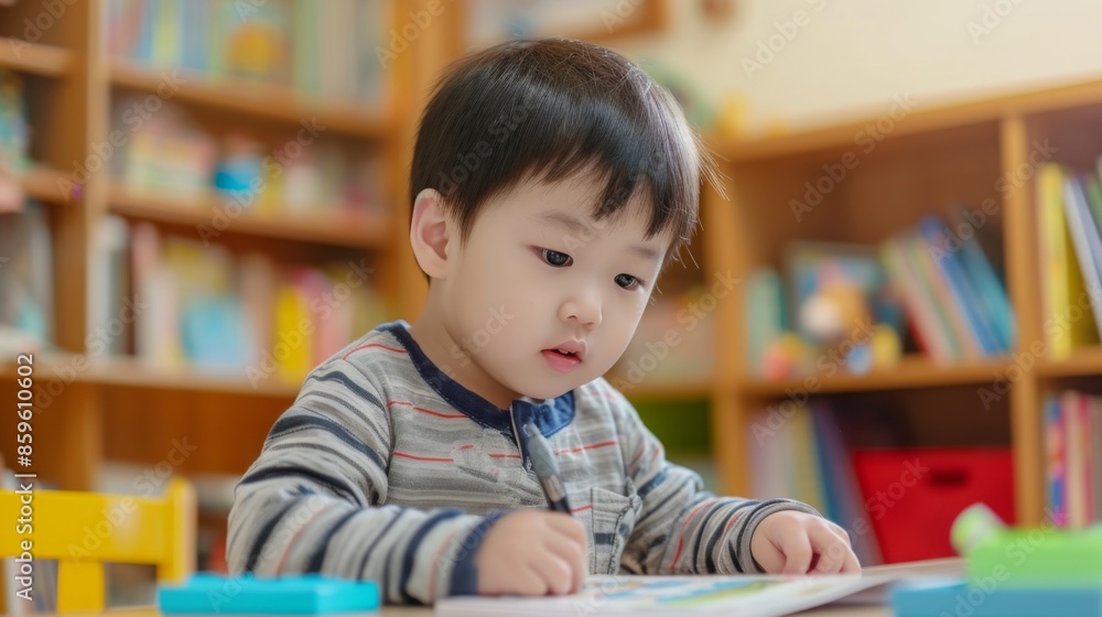Child learning at home, studying English with flashcards Child learning at home, studying English with flashcards