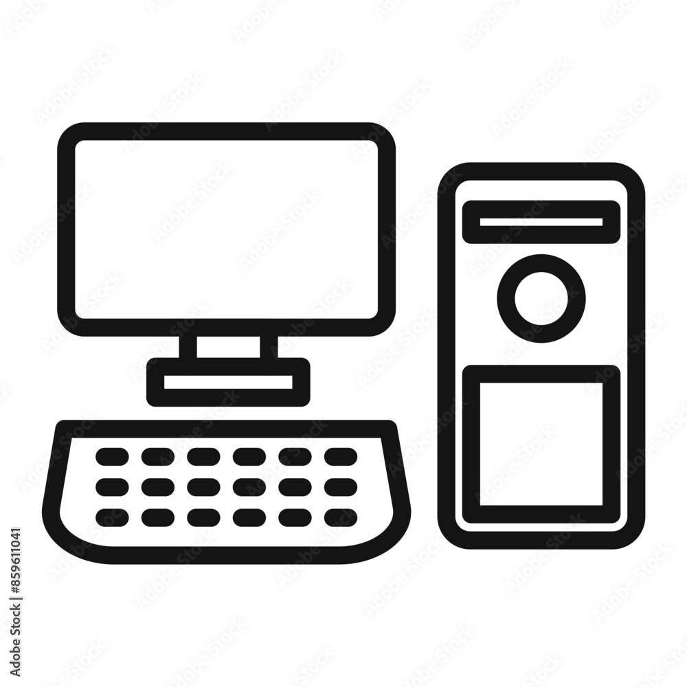 Desktop PC Icon Ideal for Computing and IT Solutions Desktop PC Icon Ideal for Computing and IT Solutions