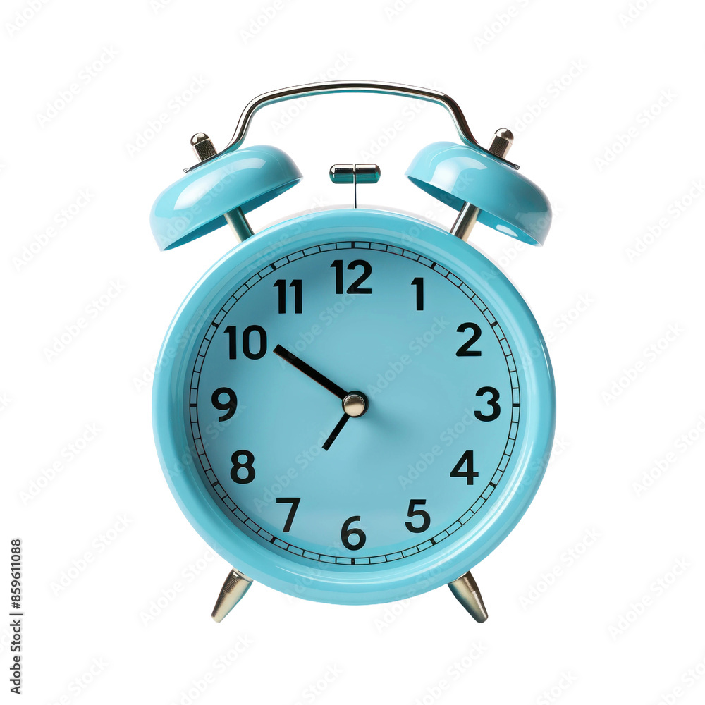 Blue retro alarm clock isolated on white or transparent background, png clipart, design element. Easy to place on any other background. Blue retro alarm clock isolated on white or transparent background, png clipart, design element. Easy to place on any other background.