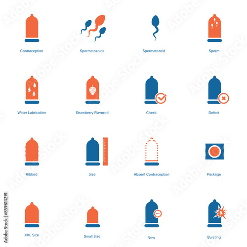 Condom icon set. Safe sex icon vector illustration	