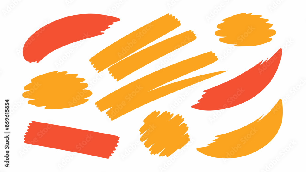 Obraz premium a collection of abstract shapes and lines, predominantly in shades of orange and red