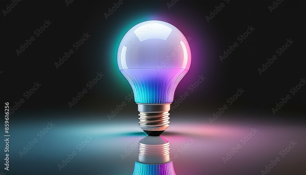 an led bulb with a reflection on a black background an led bulb with a reflection on a black background