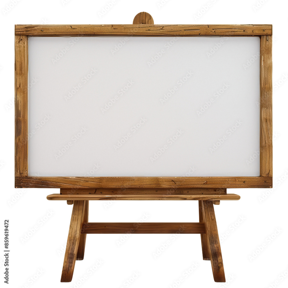 Wooden easel with clean whiteboard for presentations or artistic use. Empty canvas ready for customization. Wooden easel with clean whiteboard for presentations or artistic use. Empty canvas ready for customization.