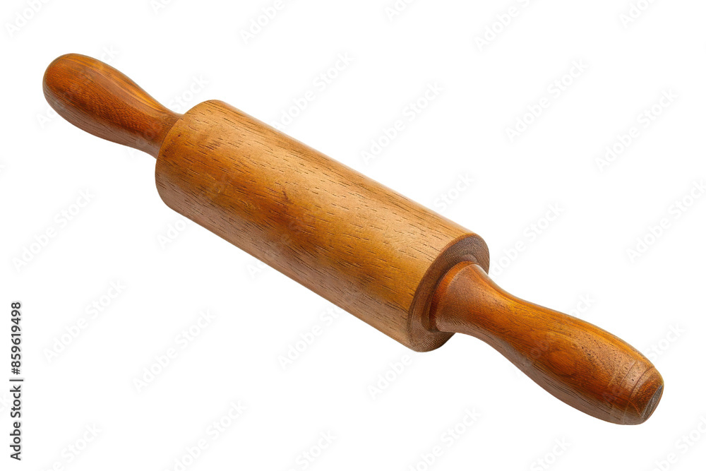 Wooden rolling pin on a white background, ideal for baking and cooking projects. Perfect kitchen utensil for rolling dough. Wooden rolling pin on a white background, ideal for baking and cooking projects. Perfect kitchen utensil for rolling dough.