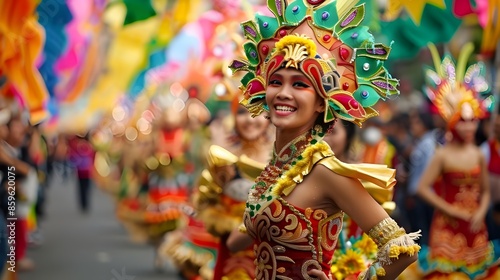Different contingent Sinulog festival queens on their grandest costumes during the street dancing