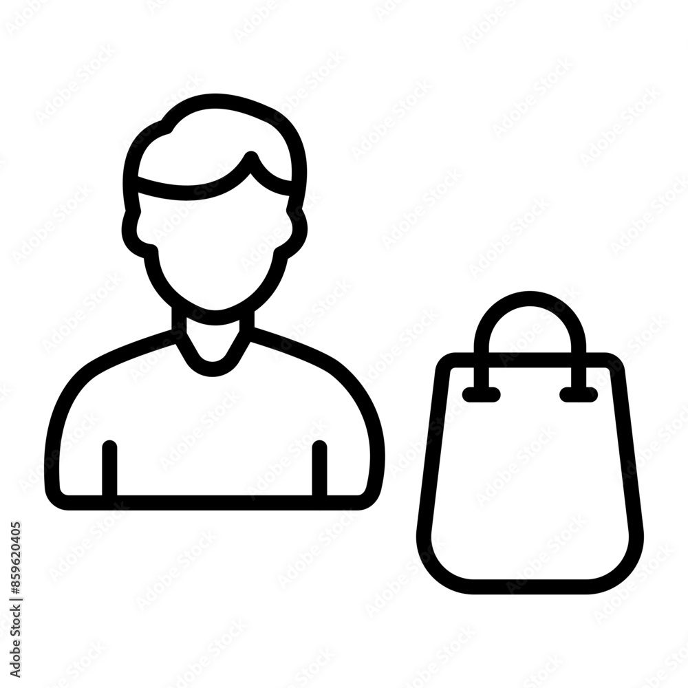 Man Shopping Line Icon Man Shopping Line Icon