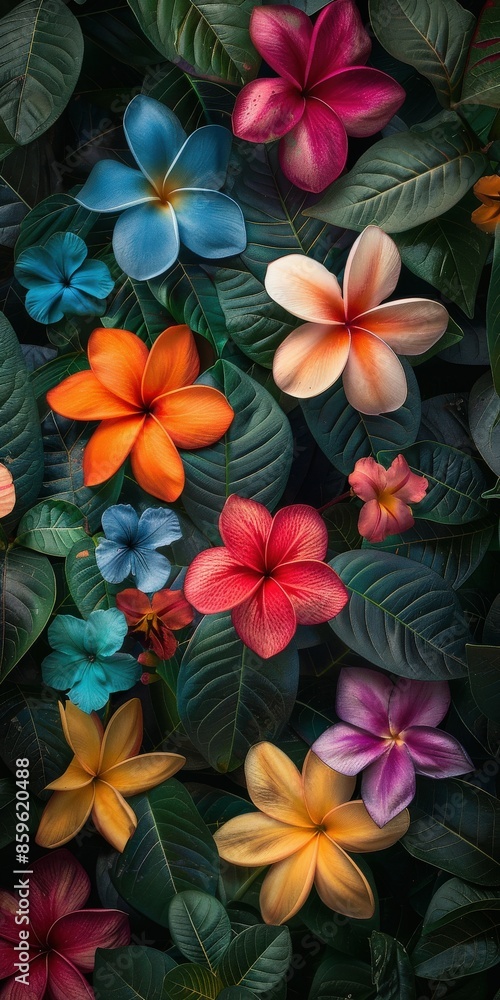 Colorful Flowers in Lush Foliage Colorful Flowers in Lush Foliage