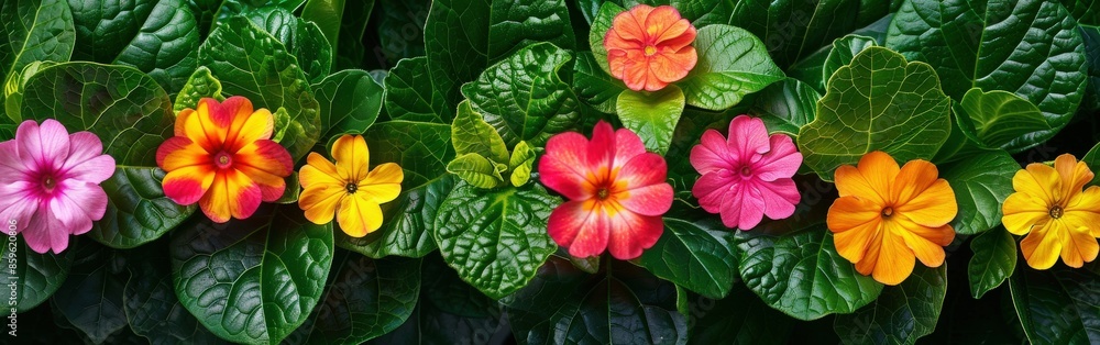 Colorful Flowers in Lush Foliage Colorful Flowers in Lush Foliage