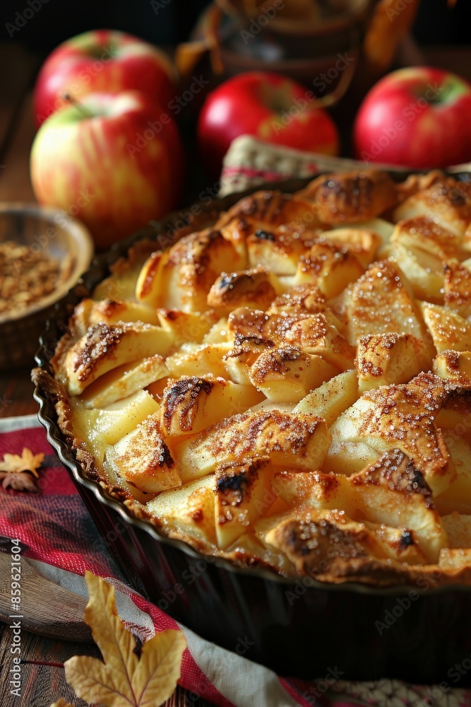Apple Pie on Rustic Table Apple Pie on Rustic Table