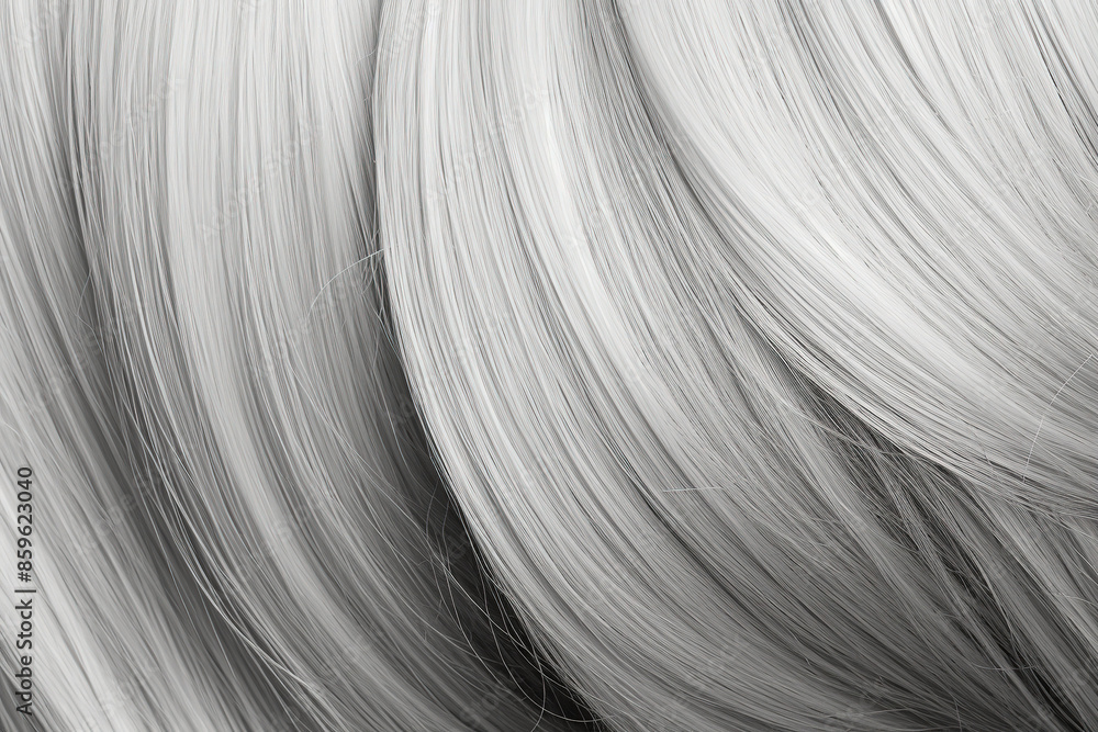 Silky White and Gray Hair Strands Close Up Silky White and Gray Hair Strands Close Up