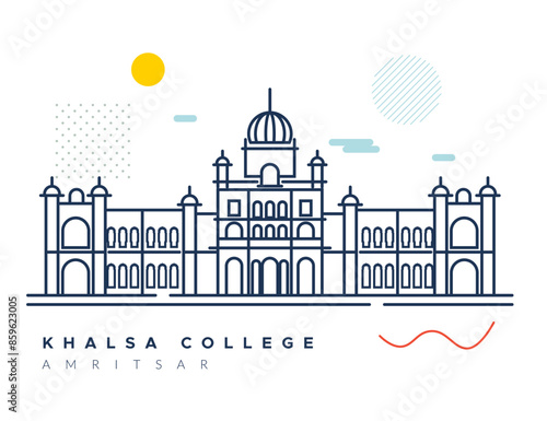 Historic Khalsa College - Amritsar - Punjab - Stock Illustration
