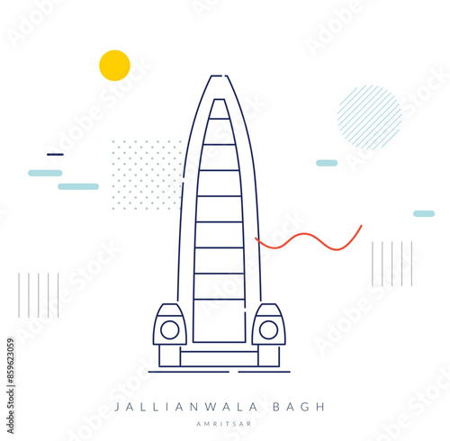 Jallianwala Bagh - Garden & Memorial - Stock Illustration