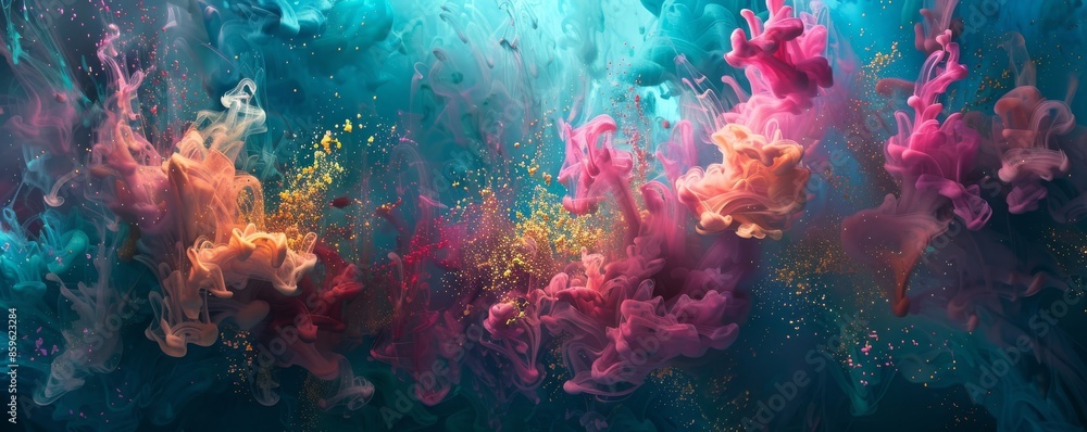 Abstract colorful ink clouds in water Abstract colorful ink clouds in water