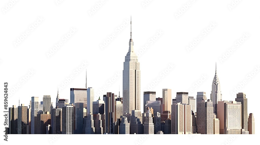 Obraz premium New York City Empire State Buildings isolated on white background : Generative AI