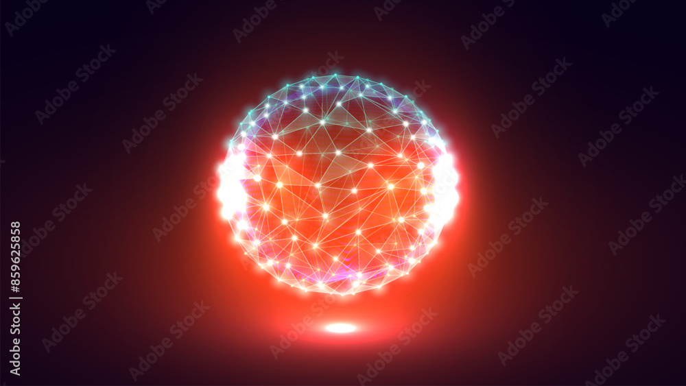 Futuristic illuminated ball with halftone pattern style Futuristic illuminated ball with halftone pattern style