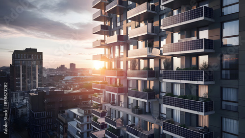 Balcony power station on an urban apartment block
