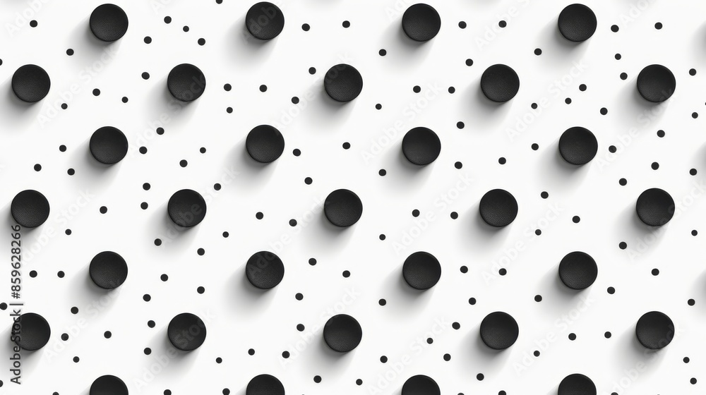 Geometric pattern of black circles with shadows on white background, minimalistic design, abstract art concept Geometric pattern of black circles with shadows on white background, minimalistic design, abstract art concept