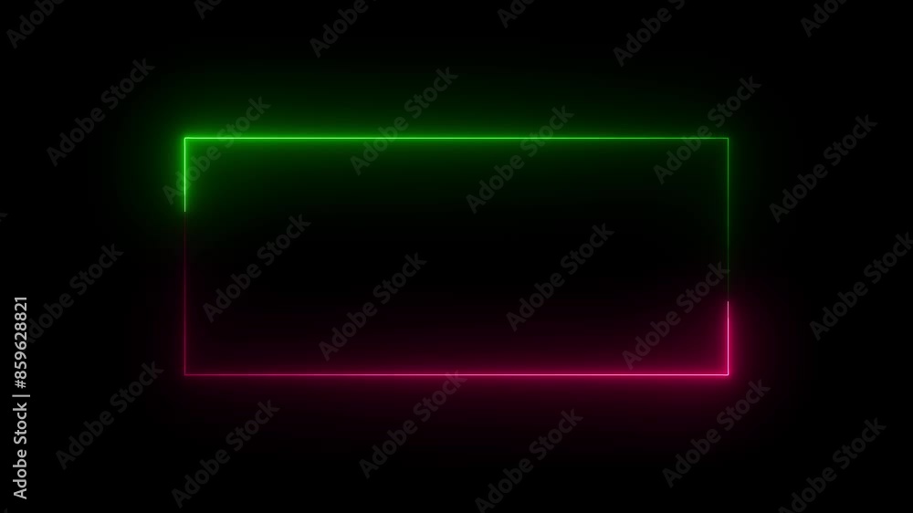 Rectangle neon frame 4k vedios black background. Rectangle neon frame 4k vedios black background.
