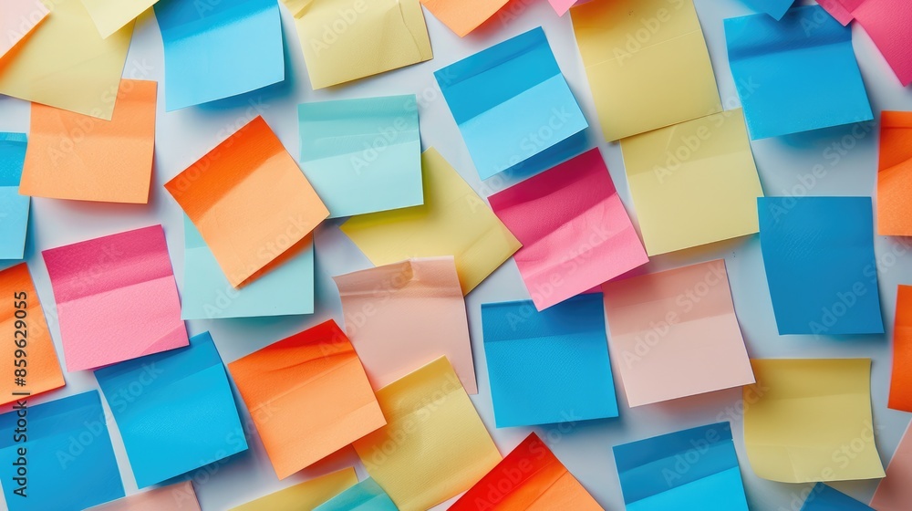 Colorful note stickers on a white backdrop Colorful note stickers on a white backdrop