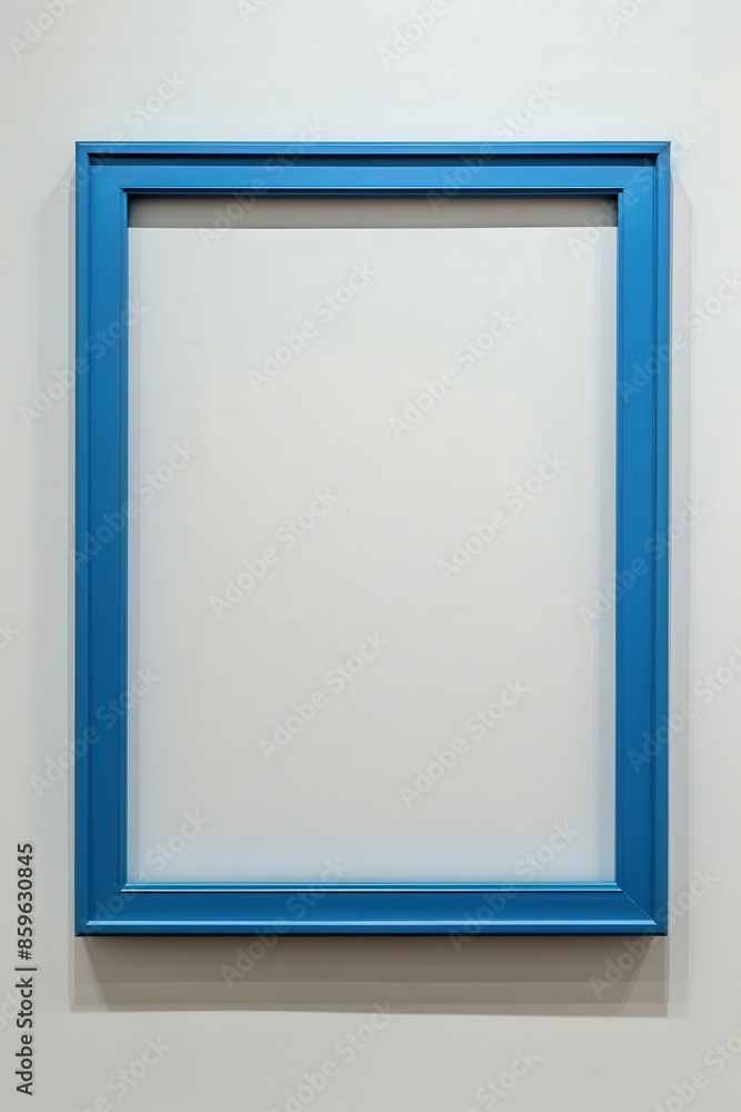 Blue Picture Frame on White Wall Blue Picture Frame on White Wall