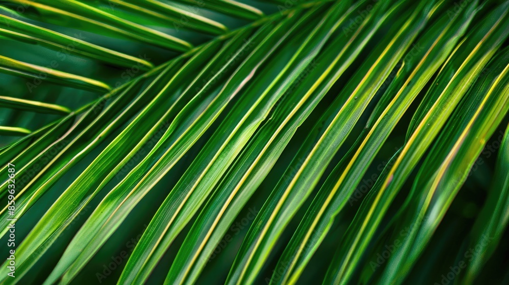 Isolated close up of a green palm leaf Isolated close up of a green palm leaf