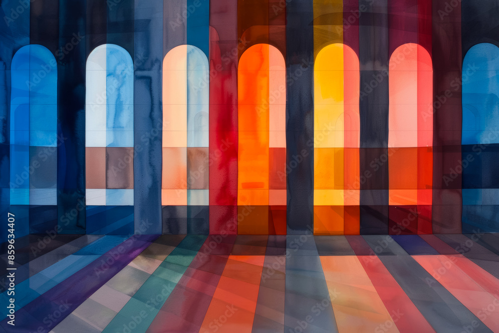 Stunning modern abstract art with vibrant stained glass windows, ideal for spiritual contemplation or artistic inspiration concepts Stunning modern abstract art with vibrant stained glass windows, ideal for spiritual contemplation or artistic inspiration concepts