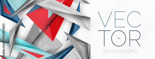 Minimal geometric abstract background. Low poly dynamic triangle design. Trendy techno business template for wallpaper, banner, background or landing