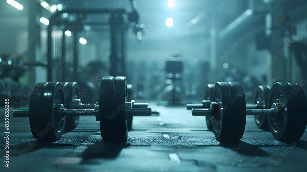A well-equipped gym with dumbbells A well-equipped gym with dumbbells