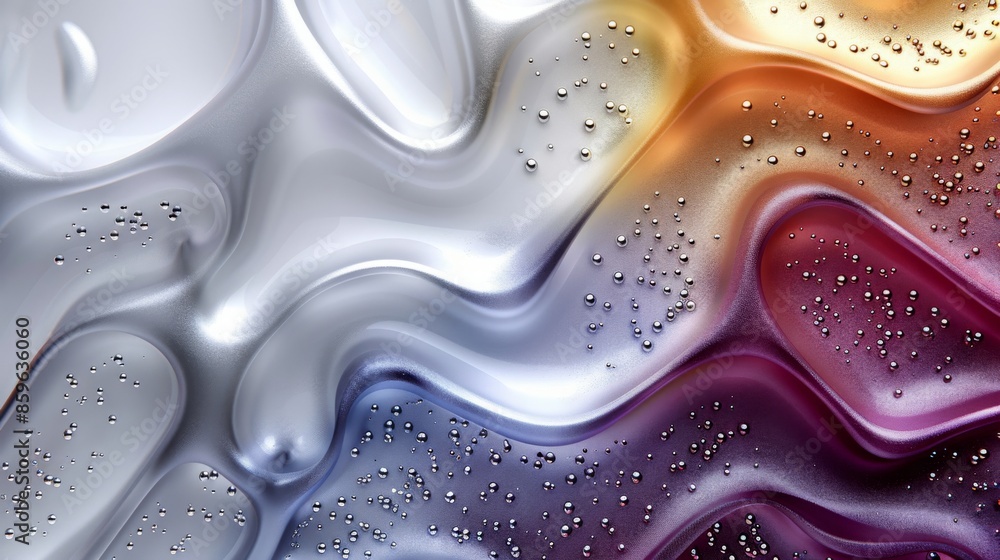 Abstract composition featuring organic-looking depressions and little beads in an orange-white-blue-purple surface Abstract composition featuring organic-looking depressions and little beads in an orange-white-blue-purple surface