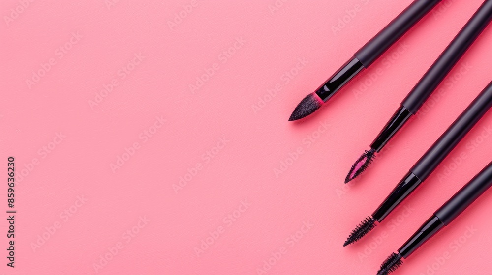 Eyeliners on pink background with space for text from above Beauty theme Eyeliners on pink background with space for text from above Beauty theme