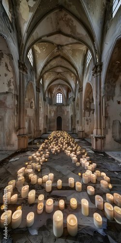 Vigília à luz de velas em um lugar de adoração photo