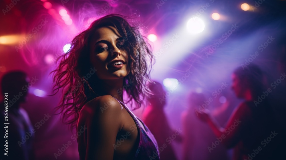 Naklejka premium Woman smiling in a club