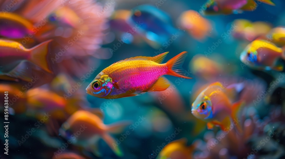 Neon Fish Vibrant Ecosystem: A photo showcasing the vibrant ecosystem of neon fish Neon Fish Vibrant Ecosystem: A photo showcasing the vibrant ecosystem of neon fish