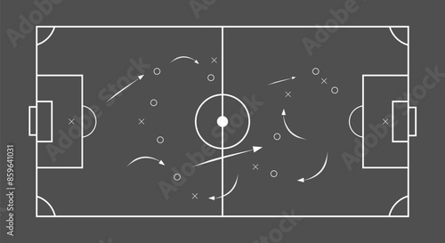 Soccer Football Field Stadium With Arrows