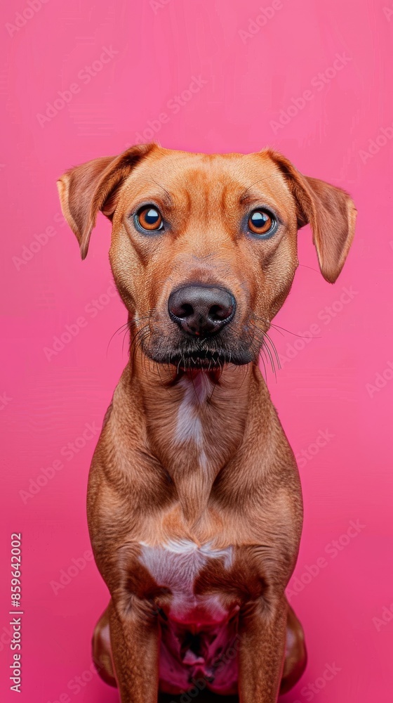 Dog portrait on pink background, studio shot. Animal photography concept Dog portrait on pink background, studio shot. Animal photography concept