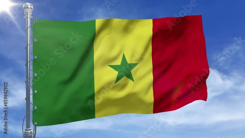 Senegal Flag With Clouds New Style V02 photo