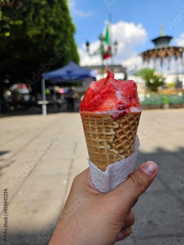 ice cream in a hand in mexico 