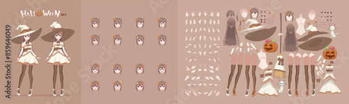 Anime manga girl cartoon characters for animation