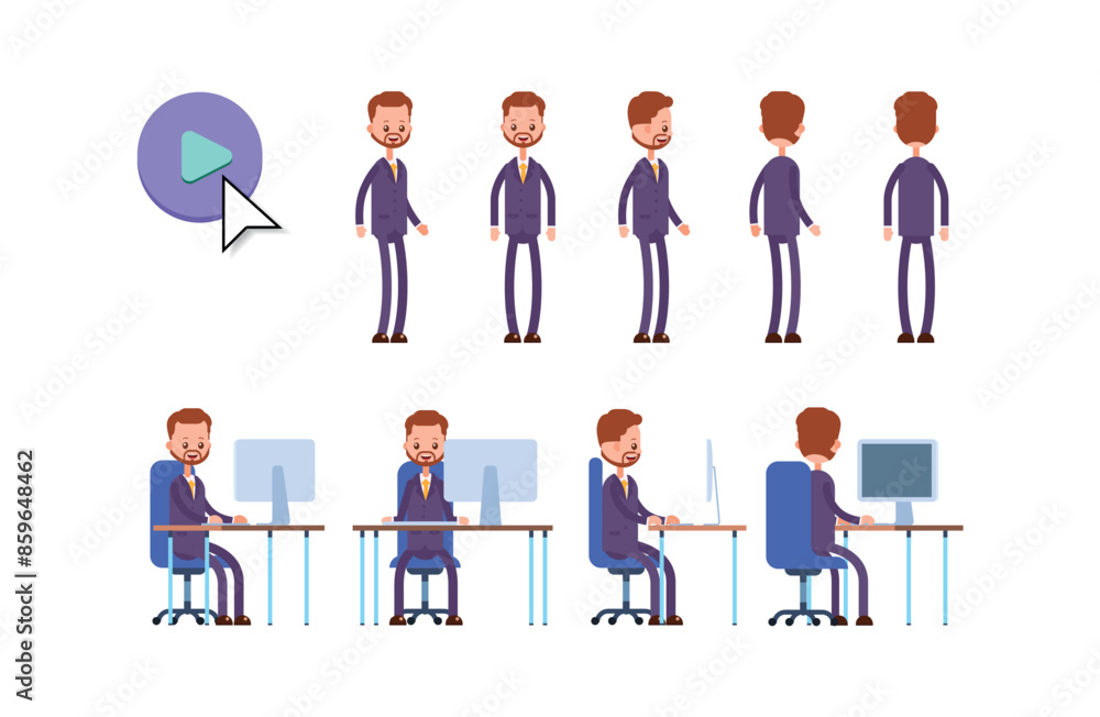 businessman. cartoon character animation kit. pos businessman. cartoon character animation kit. pos