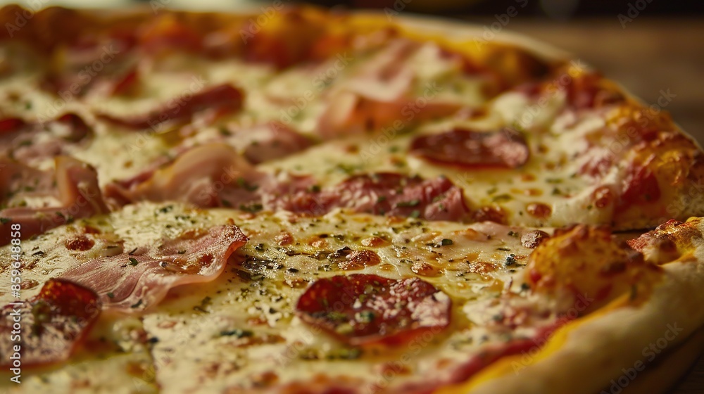 Delicious Close-Up of Pepperoni Pizza with Melting Cheese Delicious Close-Up of Pepperoni Pizza with Melting Cheese