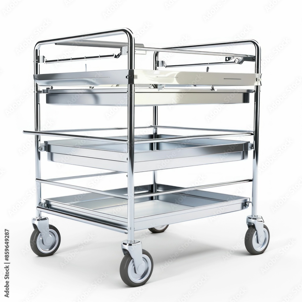 Stainless Steel Medical Utility Cart. Generative ai. Stainless Steel Medical Utility Cart. Generative ai.