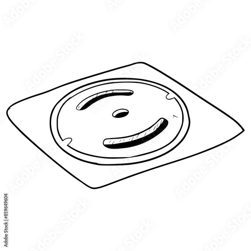 closed manhole cover illustration hand drawn outline vector