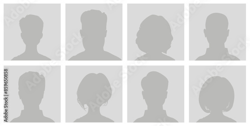 Default avatar profile icon. Gray placeholder Man and woman