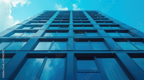Blue Tinted Building with Abundant Windows